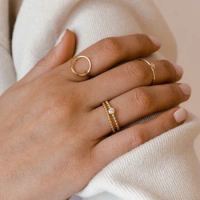 TRENDY Gold Color Stainless Steel Rings Luxury Jewelry Rings Mood Ring Wholesale Women Rings for Women Dropshipping