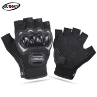 SUOMY 2024 New Half Finger Motorcycle Gloves Summer Bicycle Gloves Hard Shell Protective Dirt Bike Riding Fingerless Gloves Men