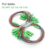 5/10pcs/lot Fiber Optic PLC Splitter 1x2 1x4 1x8 1x16 1x32 SC/APC SM Single Mode 0.9mm G657A1 FTTH PLC Splitter APC Connector SC