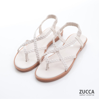 ZUCCA-編織素帶交叉涼鞋-白-z7003we