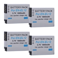4pcs EN-EL12 Battery ENEL12 EN EL12 Li-ion Batteria for Nikon CoolPix S610 S610c S620 S630 S710 S1000pj P300 P310 P330 S6200