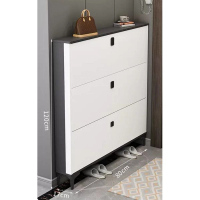 輕奢翻鬥鞋櫃進門玄關櫃 ([單層款]雙拼灰白色80*17*120cm） 