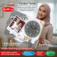 Jam Dinding Costum Foto Wedding Pernikahan Happy Birthday anniversary Ucapan Foto Keluarga Wisuda Fo