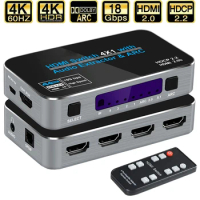 Mini 4x1 4K HDMI Switch Audio Extractor With ARC &amp; Optical Toslink HDMI 2.0 Switch 4K 60Hz HDMI Switcher Remote For Apple TV PS4