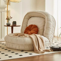 White Stretch Lazy Sofa Single Person Comfortable Human Dog Bed Sofa Nordic Reading Small Muebles Para Salas Modernos Furniture