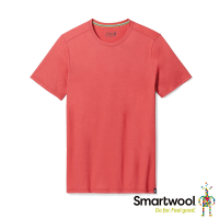 官方直營 Smartwool 男美麗諾羊毛運動型短袖 大地紅 美麗諾羊毛衣 保暖衣 吸濕排汗 短袖上衣