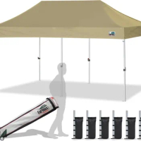 10'x20' Ez Pop Up Canopy Tent Commercial Instant Canopies with Heavy Duty Roller Bag Bonus 6 Sand Weights Bags
