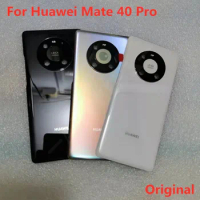 New Original For Mate 40 Pro Tempered Glass Back Cover For Huawei Mate 40 Pro Back Battery Cover + Camera Frame + Flash Cover