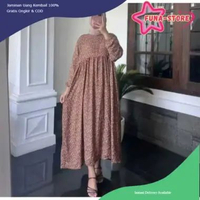 [PROMO NEW FUNA] MIDI Dress Rayon Premium Jumbo Daster Lengan Panjang Warna Bagus Berkualitas XL MIL