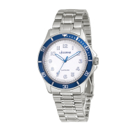 LICORNE 力抗錶 潛水風格 深藍錶圈 不鏽鋼男仕手錶 (銀X白LT161MWCA-N)