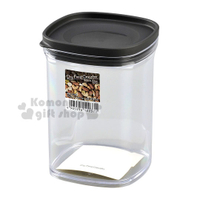 小禮堂 日本INOMATA 日製方形透明塑膠密封罐《黑蓋》520ml.保鮮罐.餅乾罐.咖啡罐 4905596-122371