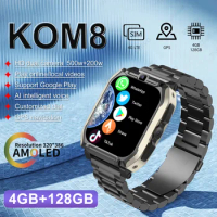2024 4G+128GB Smart Watch KOM8 SIM Card Android HD Camera for Men Women Wifi GPS Google Play Store Call Music Face Recognition