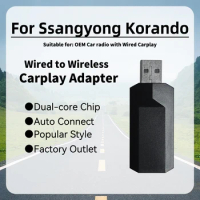 New Apple Carplay Adapter for Ssangyong Korando Smart AI Box Car OEM Wired Car Play To Wireless Carplay USB Dongle Plug and Play
