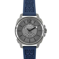 COACH C LOGO立體浮雕橡膠錶帶女士腕錶(星夜藍色)