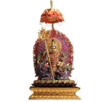 Treasure King Buddha statue ornaments copper paste gold God of Wealth Buddha home decoration Bishamen King God statue crafts