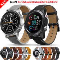 22MM Leather Replacement Straps For Zeblaze Stratos/Stratos 2/GTR 2/Beyond 2/Swim Smart Watch Band Amazfit Stratos 3 2S Bracelet
