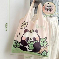 熊貓購物袋折疊便攜環保袋買餸包手提袋超輕結實耐用大容量旅行袋折疊購物袋（竹子熊貓）58cm*45cm