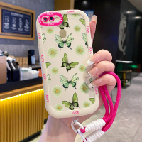 Casing Hp untuk OPPO A7 A5s A12 A12s A11K Case Pola Kupu-kupu Bunga Hijau Silikon Softcase kepulan k