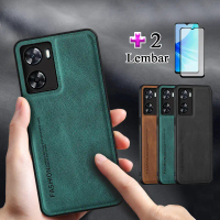 Soft Case For OPPO A57 4G Sarung Case Kulit Tekstur Kulit Domba Dengan Pelindung Layar Keramik Melen