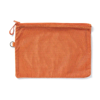 【MUJI 無印良品】聚酯纖維雙拉鍊袋L.橘.約19x27cm
