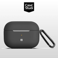 【CaseStudi】AirPods Pro 充電盒 UltraSlim 矽膠保護套 含扣環 黑色(保護殼)