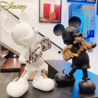 HEROCROSS Disney Mickey Mouse 30cm Animation Model Resin Anime Doll Black Mickey Love Ornament Action Figure Toys for Children