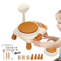 Pottery Wheel For Kids Cute Cat Pottery Forming Machine Pottery Accessories Sculpting Clay Tools Craft Kit Electric Ceramics