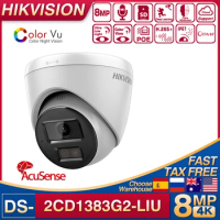 Hikvision 4K 8MP AcuSense IP Camera DS-2CD1383G2-LIU Smart Hybrid Light Built-in MIC SD Card Slot Security Network Camera