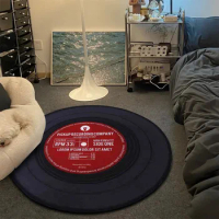 Record Music CD Rugs Round Game Chair Floor Mat Bedroom Decorations Living Room Carpet Lounge Large Area Rugs Anti-slip Mat