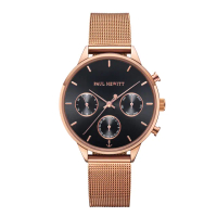 【PAUL HEWITT】德國原廠 38mm 黑面 玫瑰金框 米蘭錶帶 手錶 女錶 情人節(PH002812)