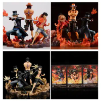 3pcs/set One Piece Anime Figure DXF Brotherhood Luffy Ace Sabo Manga Statue Action Figure One Piece Collectible Model Toy Decor