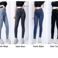 Quần Jean Nữ Lưng Cao Trơn May Lai JUBE Vol.2, Quần Bò Nữ Skinny Basic Phom Dài Vải Jean Co Giãn Hac