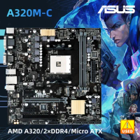 ASUS AMD A320 AM4 Motherboard A320M-C Supports Ryzen A10 9700 9700E A12 9800 9800E A8 9600 xDDR4 DIMM Micro ATX Used Mainboard