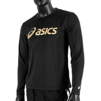 Asics T-Shirts [2033B129-002] 男 長袖 T恤 運動 透氣 排汗 吸濕 快乾 抗UV 黑金