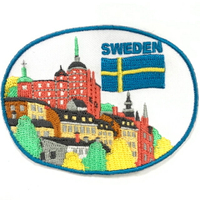 瑞典 斯德哥爾摩 景點 電繡背膠補丁 袖標 INS打卡地標 布標 布貼 補丁 貼布繡 臂章