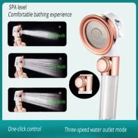 High Pressure Adjustable Shower Head 3 Gear Filter Shower Head Bathroom Shower Handheld Water Saving Flow Stop Accessories