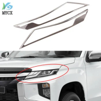 Headlights Cover For Mitsubishi L200 Triton 2019 2020 Ram 1200 Strada Strakar Barbarian ABS Chrome