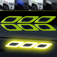 6Pcs/Set Car Reflective Sticker Night Safety Driving Tape Carbon Fiber Car Warning Reflector Sticker Decals Auto Accessories