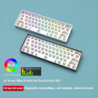 DK61 Convenient DIY 61 Keys Layout Non-slip Mechanical Shaft Computer Keyboard Kit Desktop Keyboard Kit RGB Backlight