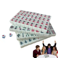 Mahjong Game Set Portable Clear Engraved Mahjong Sets Mini Tile Game Travel Accessories For Travel Schools Trips Dormitories