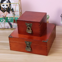 木盒子帶鎖桌面收納盒證件盒化妝品口紅儲物盒密碼盒實木小箱子