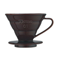 金時代書香咖啡  TIAMO V01陶瓷圓錐咖啡濾器組 (咖啡) 附量匙濾紙 通過SGS檢測  HG5031