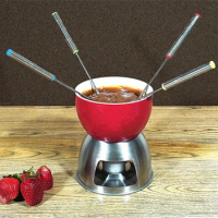6PCS / Set Stainless Steel Chocolate Fork Cheese Pot Hot Forks Fruit Dessert Fork Fondue Fusion Skewer Kitchen Tools