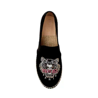 【KENZO】女士新款 虎面圖案 帆布草編鞋-黑色(EUR35、EUR36、EUR39)