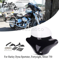 Street Bike Unpainted Batwing Gauntlet Fairing Windscreen For Harley Dyna Sportster XL1200 883 Fortyeight Street 750 XG750