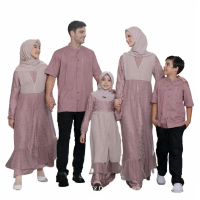 Sarimbit Elfa 258 Dusty Silk Muslim Wanita Gamis Baju Dress Dewasa Polos Lebaran Remaja Pesta