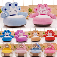 Baby Bean Bag Cartoon Crown Seat Sofa Baby Chair Toddler Nest Puff Seat Bean Bag Plush Children Seat Cover Only Cover No Filling