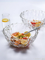 果盤 透明玻璃碗家用水果沙拉碗耐熱玻璃水果盤大號水晶創意甜品碗加厚 交換禮物全館免運