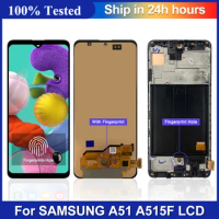 Amoled A51 Screen, For Samsung Galaxy A51 LCD Display A515 A515F A515F/DS A515FD Touch Screen Replacement Digitizer with Frame