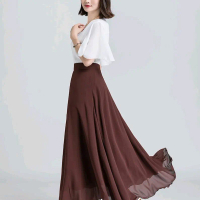 Women's maxi skirt, chiffon A-line skirt, long skirt, high waist skirt, flare skirt, plus size skirt